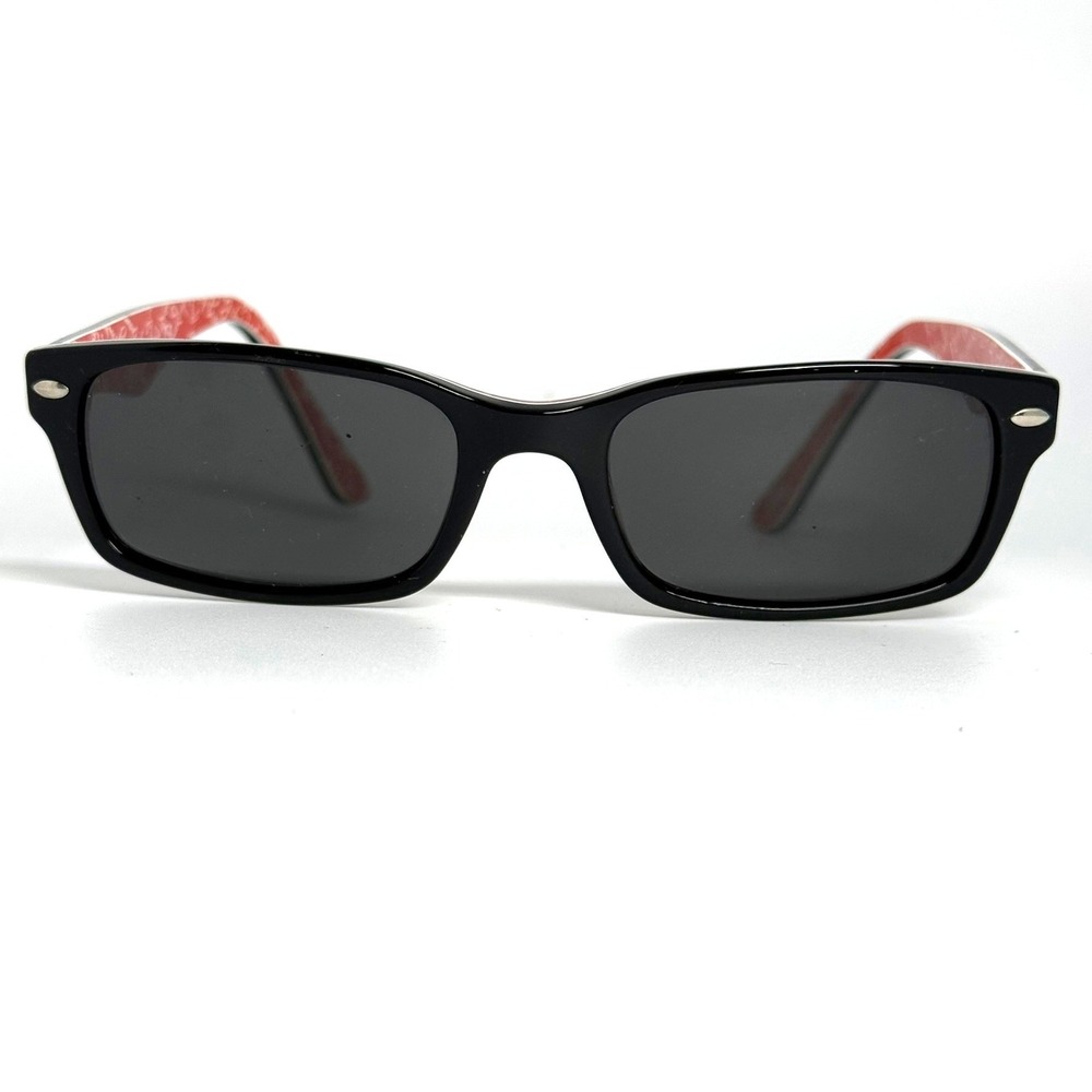 Ray-Ban RB 5206 2479 Black Red Logo Print Rectangular Eyeglasses Frame 52-18-140